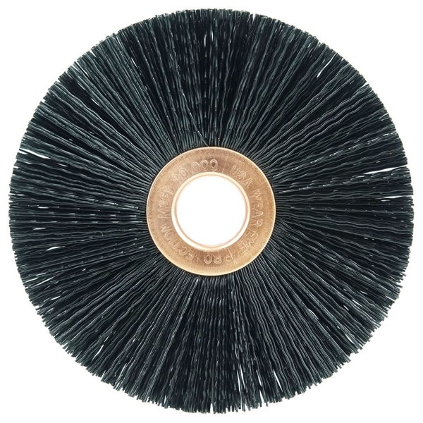 Weiler 3" Dia Nylon Wheel Brush, .016" Crimped Black Nylon Fill, 1/2" 17263